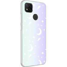 FLAMENKO Xiaomi Redmi 9c Kılıf Flmk M-Blue Desenli Kapak-Moon No4