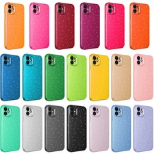 FLAMENKO Apple iPhone 12 Kılıf Kamera Korumalı Simli Lüks Flmk Koton Kapak-Pembe Koyu