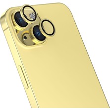 FLAMENKO iPhone 15 Plus Uyumlu Flmk Cl-13 Kamera Lens Koruyucu-Sarı