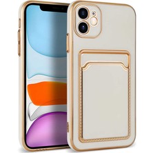FLAMENKO Apple iPhone 11 Kılıf Flmk Bark Kartlıklı Kapak-Beyaz