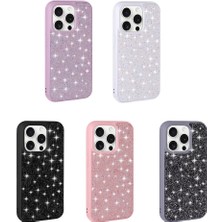 FLAMENKO Apple iPhone 15 Pro Max Kılıf Parlak Taşlı Tasarım Flmk Pırlanta Kapak-Lila