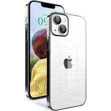 FLAMENKO Apple iPhone 14 Kılıf Kamera Korumalı Renkli Çerçeveli Flmk Garaj Kapak-Siyah