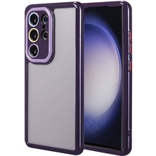 FLAMENKO Galaxy S23 Ultra Kılıf Kamera Korumalı Renkli Kenar ve Çerçeve Tasarımlı Flmk Vitamin Kapak-Derin Mor