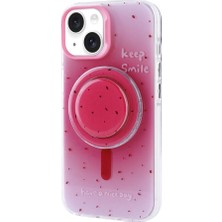 FLAMENKO Apple iPhone 13 Kılıf Magsafe Şarj Özellikli Tak-Çıkar Pop Soketli Flmk Tiktok Kapak-Pembe Koyu