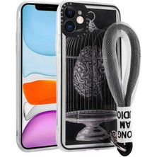 FLAMENKO iPhone 11 Kılıf Desenli El Askılı Ipli Flmk Astana Silikon Kapak-Kafes