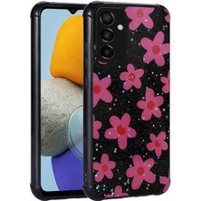 FLAMENKO Galaxy M23 Kılıf Simli Desenli Kamera Korumalı Parlak Flmk Popy Kapak-Çiçek