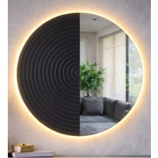 Nilisis Modern Tasarım Yuvarlak Ayna, LED Işıklı Yarım Daire Yuvarlak Duvar Aynası 70 cm Çap