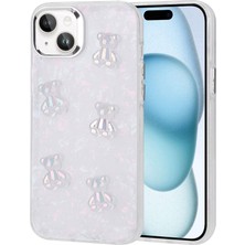 FLAMENKO Apple iPhone 13 Kılıf Kabartma Figürlü Parlak Flmk Eralli Silikon Kapak-Ayı