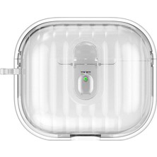 FLAMENKO Airpods 4 Kılıf Kenarları Renkli Şeffaf Dilimli Silikon Uyumlu Flmk Airbag 40 Kılıf-Şeffaf