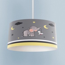 Allians Fil ve Tavşan Desenli Gri Avize, Bebek ve Çocuk Odası Için Şık Aydınlatma