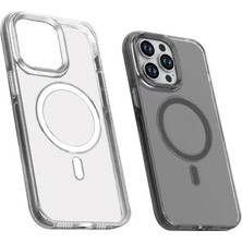 FLAMENKO Apple iPhone 15 Pro Max Kılıf Flmk Wireless Şarj Özellikli Şeffaf Efsane Kapak-Renksiz