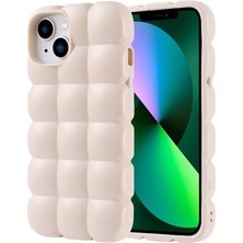 FLAMENKO Apple iPhone 13 Kılıf Parlak Esnek Silikon Flmk Dom Dom Kapak-Beyaz