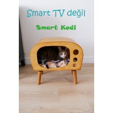 Kedi Evi Dekoratif Ahşap New Tv Kedi Evi