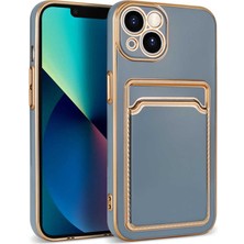 FLAMENKO Apple iPhone 13 Kılıf Flmk Bark Kartlıklı Kapak-Mavi