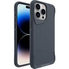 FLAMENKO Apple iPhone 15 Pro Max Kılıf Flmk Airbag Kenarlı T-Max Mat Standlı Kapak-Gri