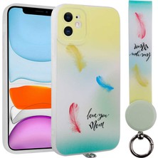 FLAMENKO Apple iPhone 11 Kılıf Desenli El Askılı Ipli Flmk Arte Silikon Kapak-No6