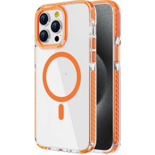 FLAMENKO Apple iPhone 15 Pro Kılıf Magsafe Şarj Özellikli Airbagli Takılabilir Askı Aparatlı Flmk Nana Kapak-Turuncu