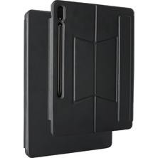 FLAMENKO Galaxy Tab S9 Fe Plus Zore Border Keyboard Bluetooh Bağlantılı Standlı Klavyeli Tablet Kılıfı - Siya