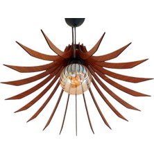Allians Modern Ahşap 3D Lazer Kesim Rustik Salon Avize