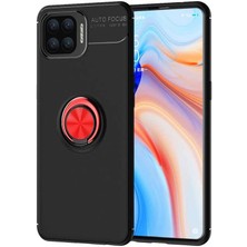 FLAMENKO Oppo Reno 4 Lite Kılıf Flmk Ravel Silikon Kapak-Siyah-Kırmızı