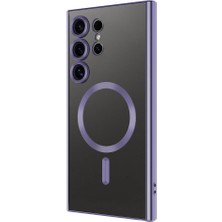 FLAMENKO Galaxy S24 Ultra Kılıf Kamera Korumalı Magsafe Wireless Şarj Özellikli Flmk Demre Kapak-Derin Mor