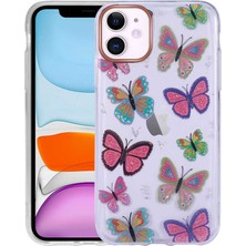 FLAMENKO iPhone 11 Kılıf Desenli Simli Sert Flmk Inka Kapak-No5