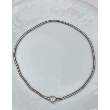 Taqi'm Jewelry Silver Kalpli Pndr Çelik Kolye 45CM