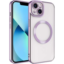 FLAMENKO Apple iPhone 14 Plus Kılıf Magsafe Wireless Şarj Özellikli Flmk Setro Silikon-Lila