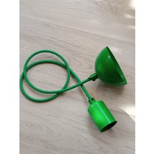 Allians E27 Koyu Yeşil Renk Duy Kılıflı 1m Kumaş Kablo Tavan Kanatlı Sarkan Tesisatı