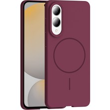 FLAMENKO Galaxy S25 Edge Kılıf M-Safe Şarj Özellikli Flmk Ruby Sert Kapak - Mürdüm