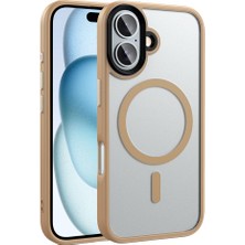 FLAMENKO Apple iPhone 16 Kılıf Mat Arka Yüzey Wireless Şarj Özellikli Flmk Flet Magsafe Kapak-Rose Brown