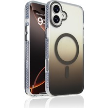 FLAMENKO iPhone 16 Kılıf M-Safe Şarj Özellikli Transparan Renk Geçişli Zore Toros Kapak - Gri