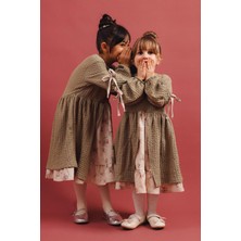 Perendi Kız Çocuk Keten Özel Gün Prenses Elbisesi