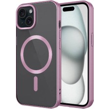 FLAMENKO iPhone 15 Uyumlu Mat Tasarımlı Magsafe Wireless Şarj Özellikli Flmk Mat Setro Kapak-Pembe