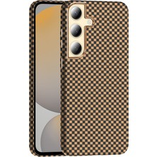 FLAMENKO Galaxy S24 Plus Kılıf M-Safe Şarj Özellikli Karbon Fiber Görünümlü Flmk Gros Kapak - Desert Titanyum