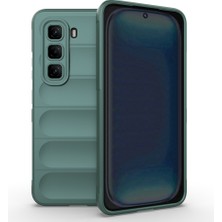 FLAMENKO Infinix Hot 50 4g Kılıf Esnek Tpu Oyuklu Arka Yüzey Tasarımlı Flmk Etnik Silikon Kapak - Koyu Yeşil