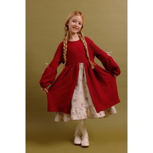 Perendi Kız Çocuk Keten Özel Gün Prenses Elbisesi