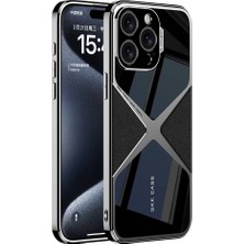 FLAMENKO Apple iPhone 15 Pro Max Kılıf Ultra Ince Kamera Korumalı Pc + Deri Arka Yüzey Flmk X-Pro Kapak-Siyah