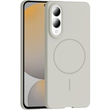 FLAMENKO Galaxy S25 Edge Kılıf M-Safe Şarj Özellikli Flmk Ruby Sert Kapak - Gri