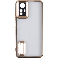 FLAMENKO Redmi Note 12S Kılıf Kamera Korumalı Logo Gösteren Zore Omega Kapak - Gold