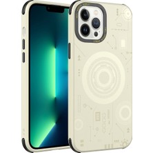 FLAMENKO iPhone 12 Pro Max Uyumlu Flmk Wireless Şarj Özellikli Desenli Hot Kapak-Gold