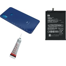 SDT Mi8 Arka Batarya Kapağı ,batarya ve B7000 Yapıştırıcı (Mavi)