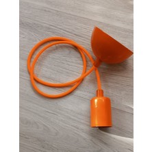 Allians Turuncu E27 Duy Kılıflı 1m Kumaş Kablo Tavan Kanca Sarkıt Tesisatı