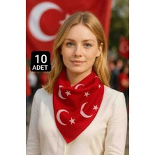 Flora Tekstil 10 Adet Ay Yıldız Türk Bayrağı Temalı Pamuk Kumaş Fular - Bandana - 23 Nisan, 29 Ekim, 19 Mayıs