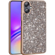 FLAMENKO Galaxy A06 Kılıf Parlak Taşlı Tasarım Flmk Pırlanta Kapak - Gold