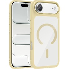 FLAMENKO iPhone 17 Air Kılıf M-Safe Şarj Özellikli Metal Kamera Çerçeveli Zore Tiko Kapak - Gold