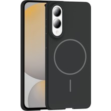 FLAMENKO Galaxy S25 Edge Kılıf M-Safe Şarj Özellikli Flmk Ruby Sert Kapak - Siyah