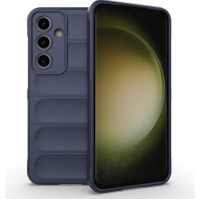 FLAMENKO Galaxy S25 Fe Kılıf Esnek Tpu Oyuklu Arka Yüzey Tasarımlı Flmk Etnik Silikon Kapak - Lacivert