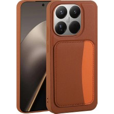 FLAMENKO 15T Kılıf Kartlıklı Zore X-Kart Silikon Kapak - Kahverengi