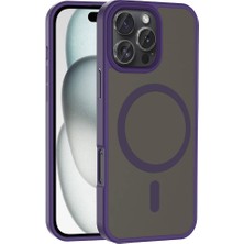 FLAMENKO iPhone 16 Pro Max Kılıf Magsafe Şarj Özellikli Mat Arka Yüzey Flmk Sio Kapak-Derin Mor